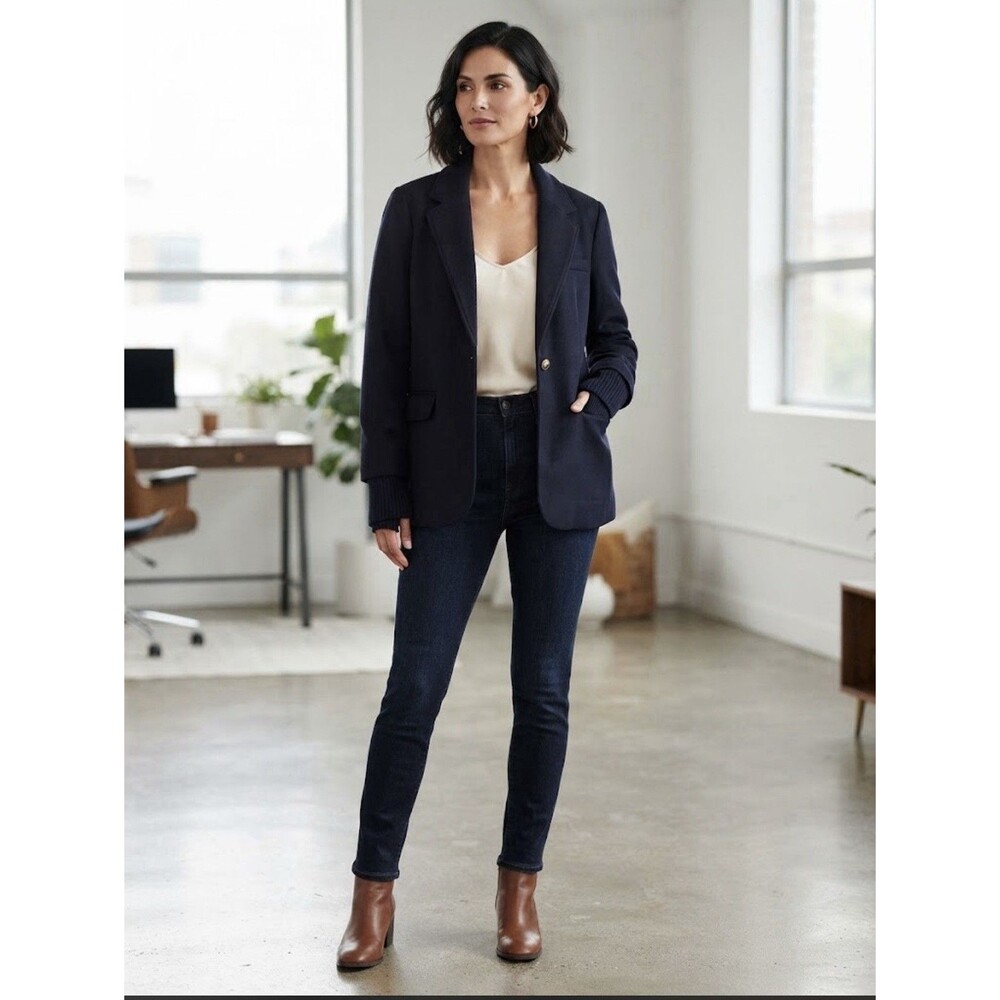 NWT Free Assembly SB Blazer With Rib Cuff Women’s Blue Lined Button XL (16-18) - Picture 11 of 11